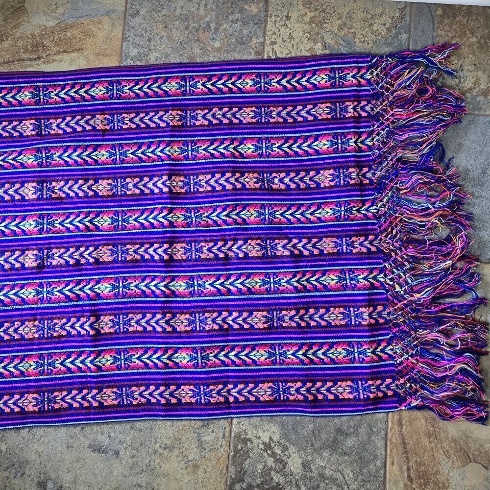 Colorful Woven Striped Runner Fringed Ends Table Sofa Bedroom Decoration